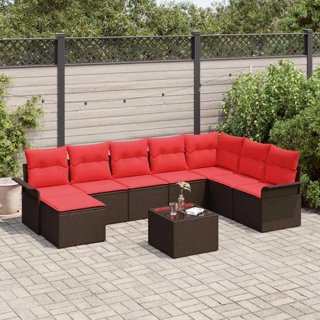 vidaXL Tuin Sofa Set 9 st Bruin poly rattan, foto 2