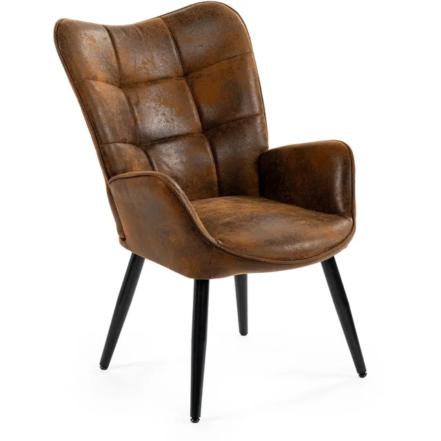 MEUBLE COSY MEUBLES COSY Fauteuil - Retro-vintage Medium rug Stof Comfortabele zit Metalen poten - Bruin