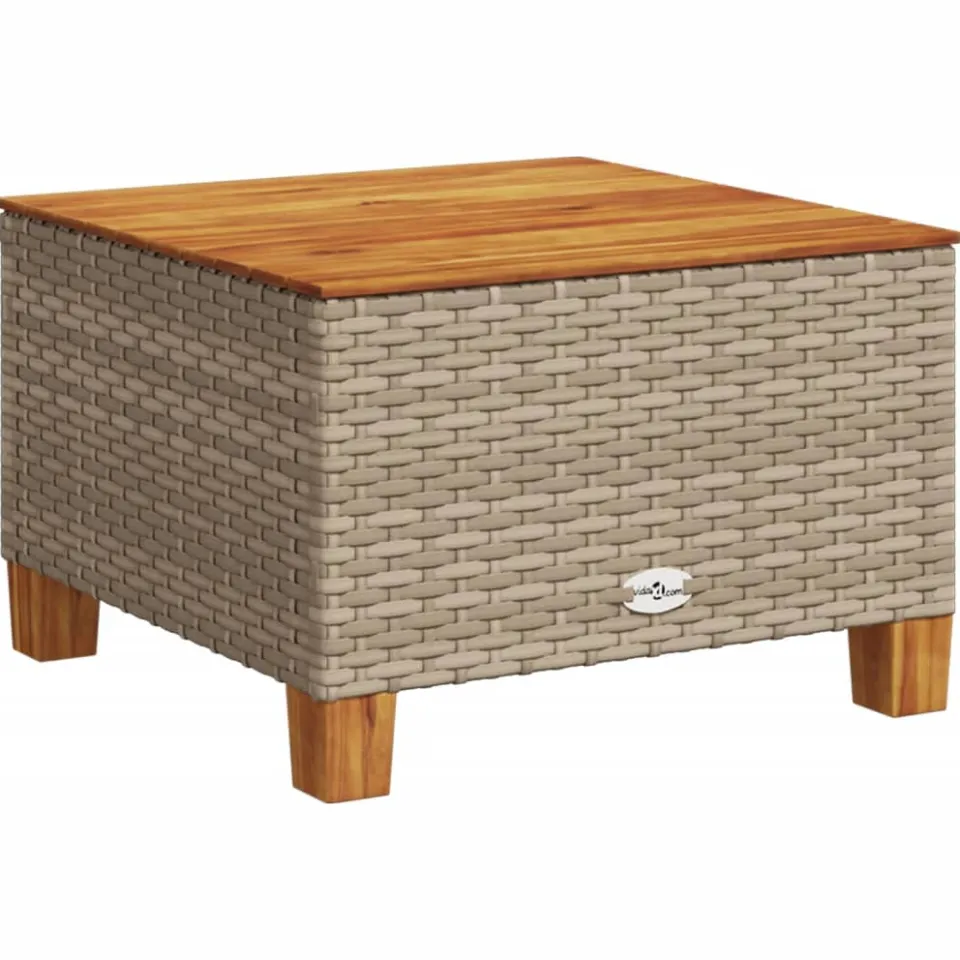 vidaXL Tuintafel 55x55x36 cm poly rattan en acaciahout beige