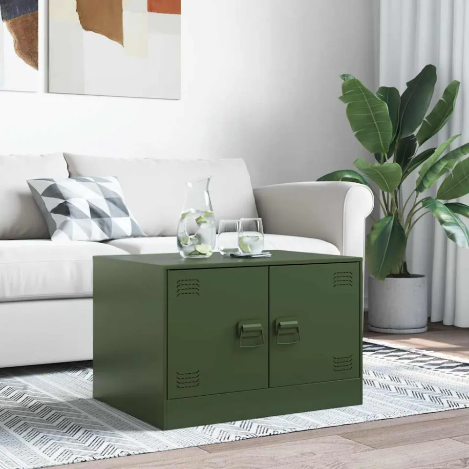 vidaXL Salontafel 67x50x44 cm staal olijfgroen, foto 3