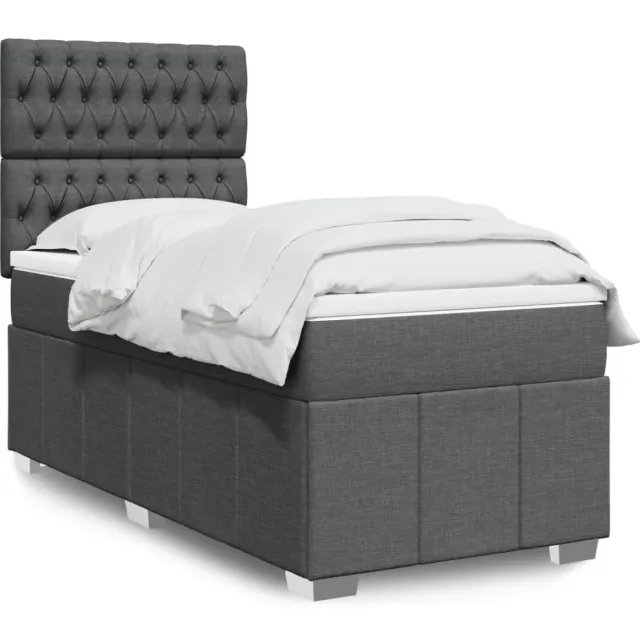 vidaXL Boxspring met matras stof donkergrijs 80x200 cm grijs