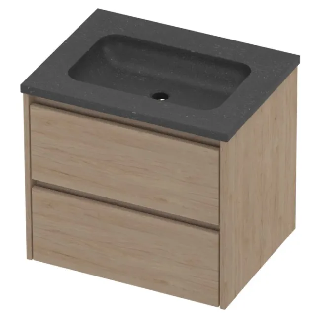 Proline Rollo Badmeubelset Hardsteen Elegant 60x46x54 cm Blue Stone Ideal Oak Eiken