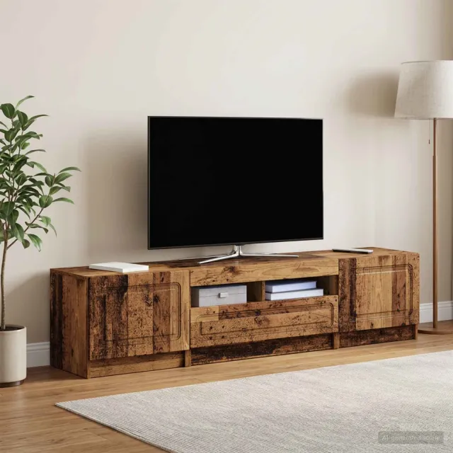 vidaXL LED tv-meubel UTRECHT 3 st Oud hout Bewerkt hout Grijs