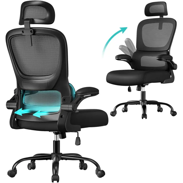 D&J Bureaustoel - Gamestoel - Bureaustoel voor volwassenen - Ergonomische Bureaustoel - Zwart - Kantoor - 120KG Draagvermogen