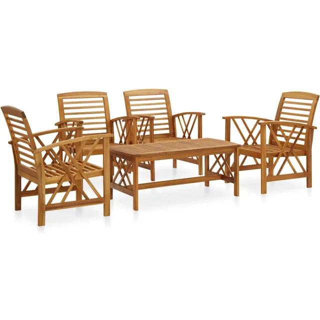 vidaXL 5-delige Loungeset massief acaciahout Bruin