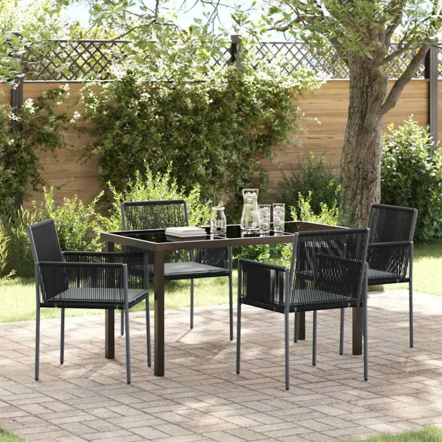 vidaXL Tuin eettafelset 5 st Zwart PE Rattan