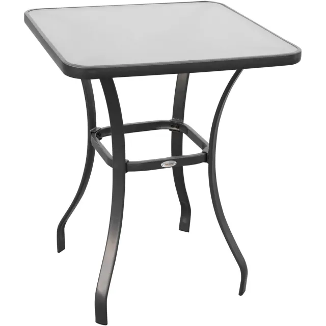 Clruro Tuintafel - 68,5x68,5 cm - Glastafel - Weerbestendig - Balkon & Tuinmeubel - Zwart