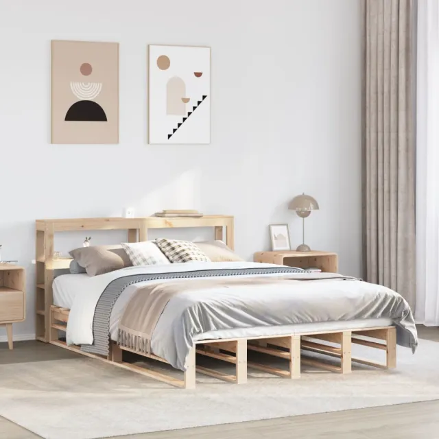 vidaXL Bedframe zonder matras massief grenenhout 140x200 cm Bruin