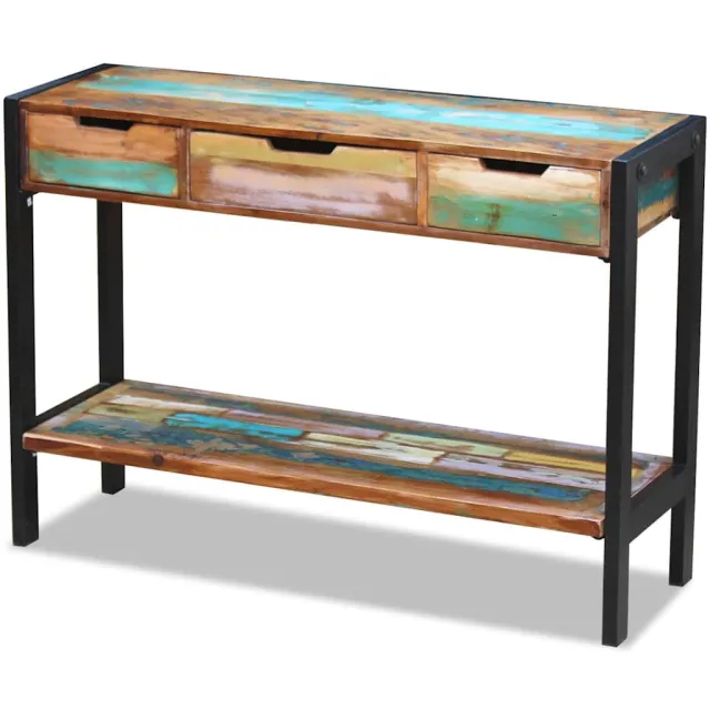 vidaXL Dressoir 3 lades massief gerecycled hout Meerkleurig