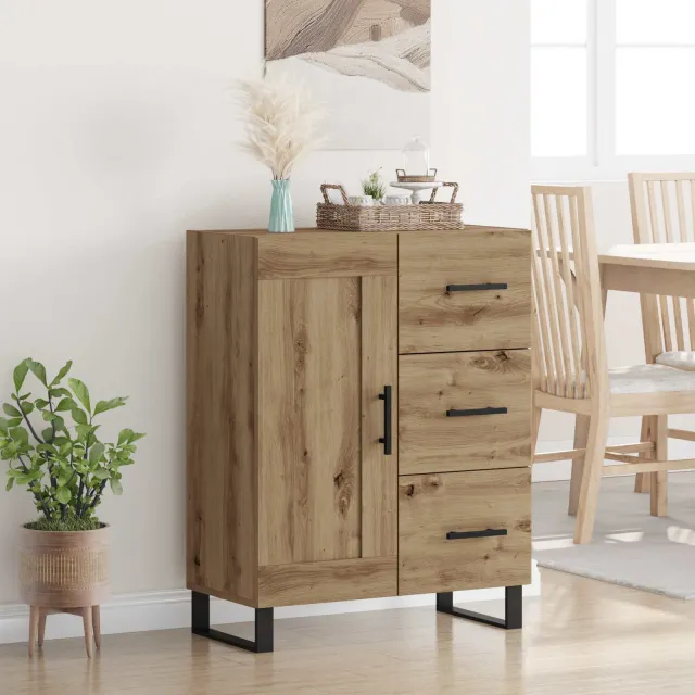 vidaXL Dressoir Artisan Eiken 69,5 x 34 x 90 cm Bruin