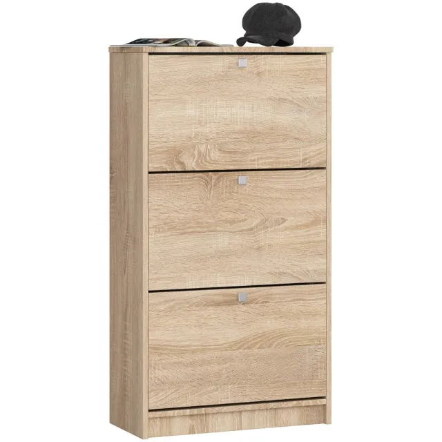 Akord Schoenenkast 3 Klapdeuren 60 cm Eiken Sonoma Mat - Klassiek Vrijstaand Meubel 18 Paar Sonoma Eik
