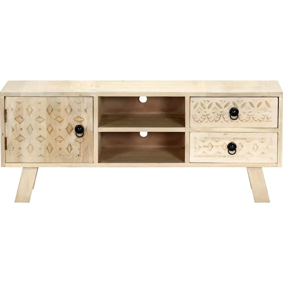 vidaXL Tv-meubel 110x30x44 cm massief mangohout beige, foto 3