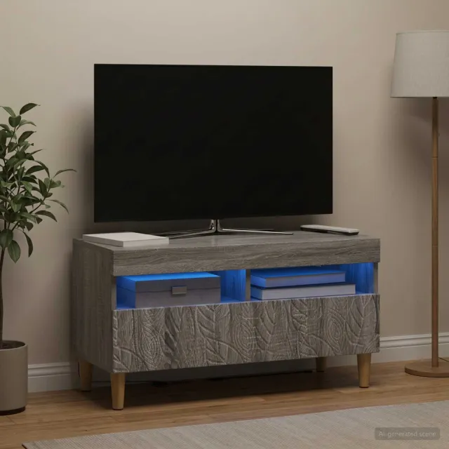 vidaXL LED tv-meubel Grijs Sonoma Bewerkt hout, foto 2