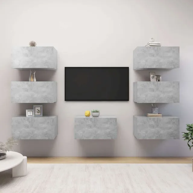 vidaXL Tv-meubelen 7 st 30,5x30x60 cm bewerkt hout betongrijs grijs, foto 2