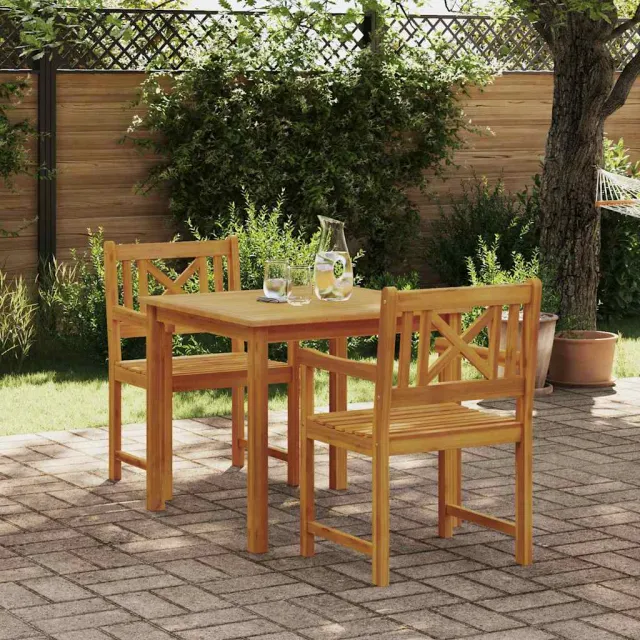 vidaXL Tuin eettafelset 3 st Bruin Massief acaciahout, foto 2
