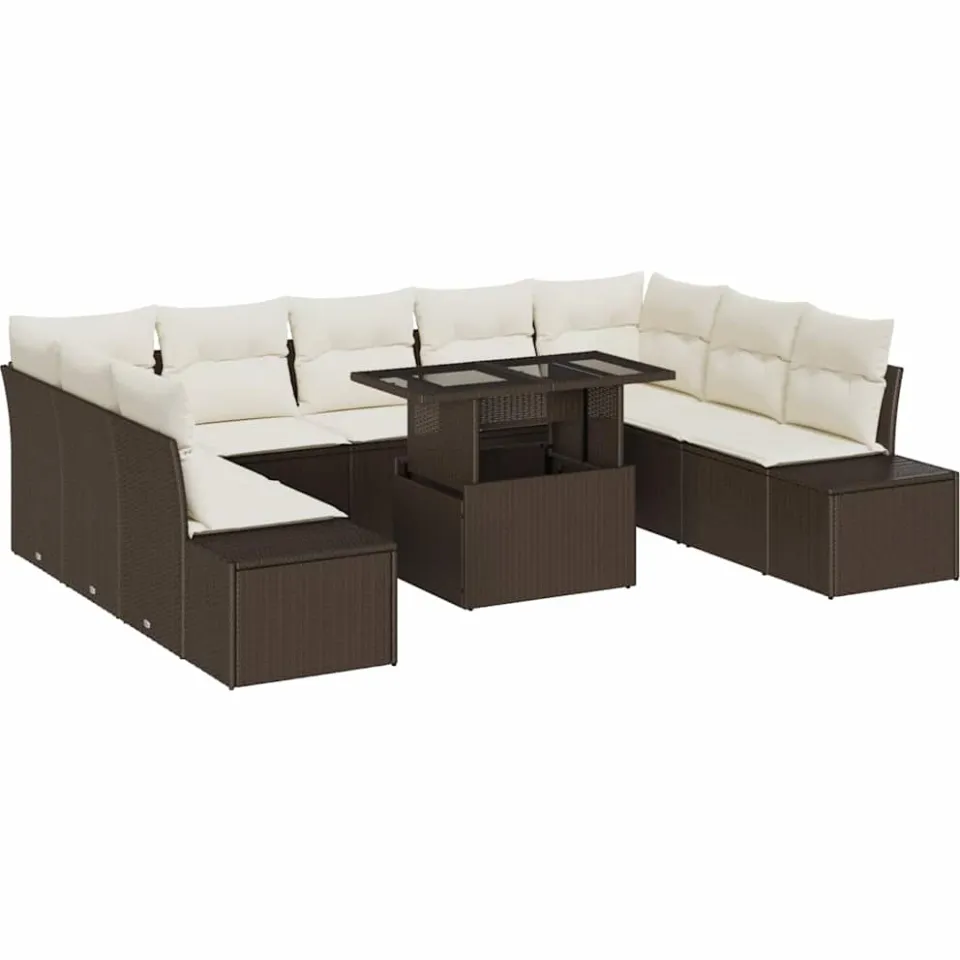 vidaXL Tuin Sofa Set 10 st Bruin poly rattan