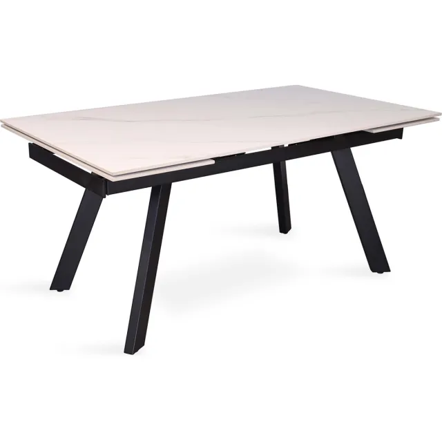 Rousseau Uitschuifbare eettafel Hera | 160/240 x 90 x 76 cm | Wit/Steen- imitatie marmer