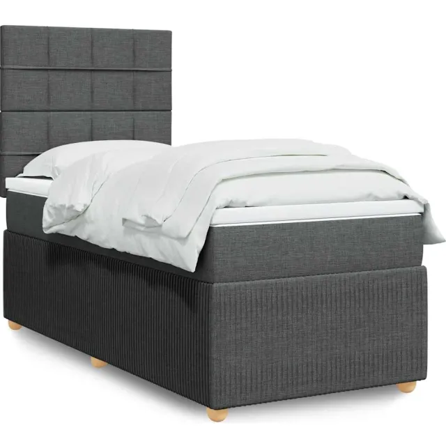 vidaXL Boxspring met matras stof donkergrijs 90x200 cm grijs