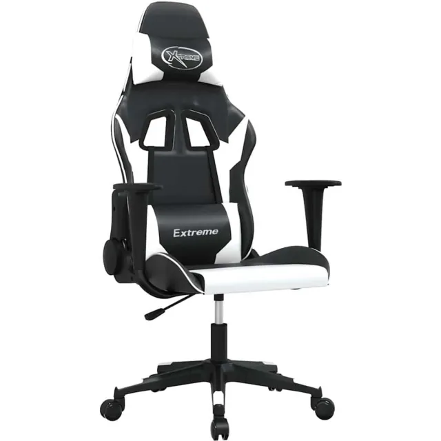 vidaXL Gamestoel - kunstleer - zwart - en - wit zwart en wit