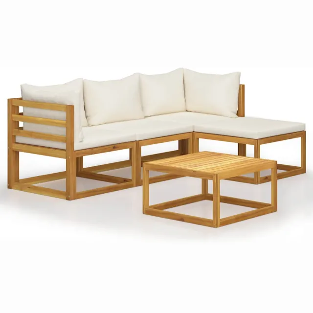 vidaXL 5-delige Loungeset met kussens massief acaciahout bruin, foto 2