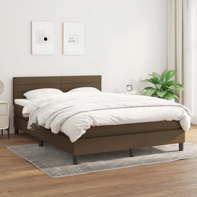vidaXL Boxspring met matras stof donkerbruin 140x200 cm bruin