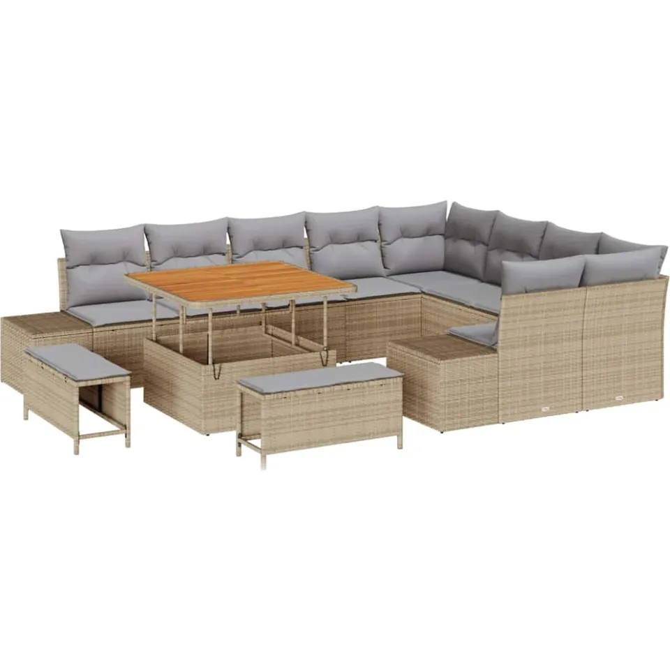 vidaXL Tuinbankenset 12 st Beige poly rattan