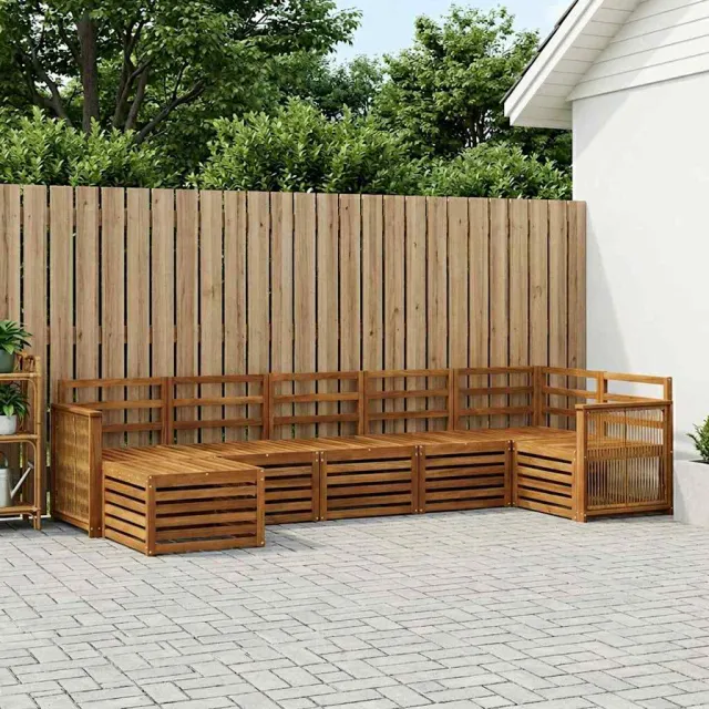 vidaXL Buiten bankenset 7 st 6-zits Naturel Massief Acaciahout