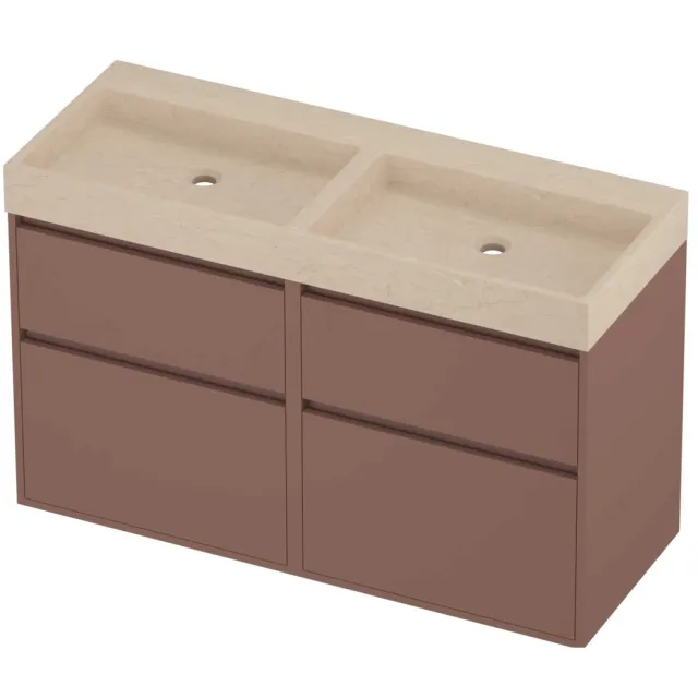 Proline Evoli Badmeubelset Hardsteen Loft 4 Laden 120x46x75 cm Sand Stone Beauty Blush Rosé Goud