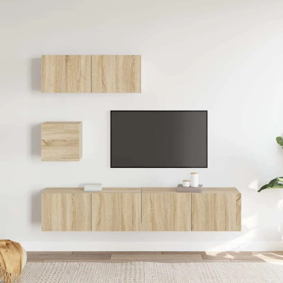 vidaXL 4-delige Tv-meubelset bewerkt hout sonoma eikenkleurig, foto 2