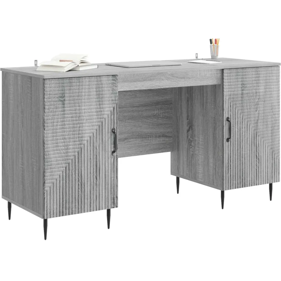 vidaXL Bureau Grijs sonoma 142,5 x 50 x 75 cm Bewerkt hout