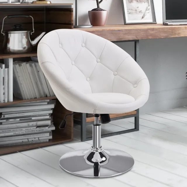 STILVORA Draaikruk 56 X 71 X 78 90 Cm - In Hoogte Verstelbaar Met Wipmechaniek - Voor Kantoor Salon En Werkruimte - Staal - Wit