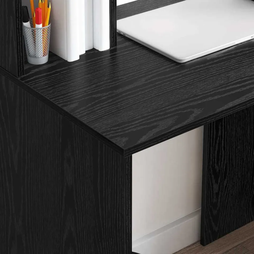 vidaXL Bureau Zwart Eiken 91 x 50 x 149 cm Bewerkt hout, foto 3