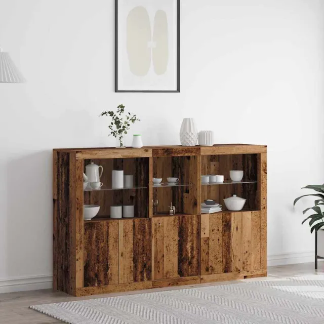 vidaXL LED Sideboard Oudhout 162 x 37 x 100 cm Bewerkt hout bruin, foto 2