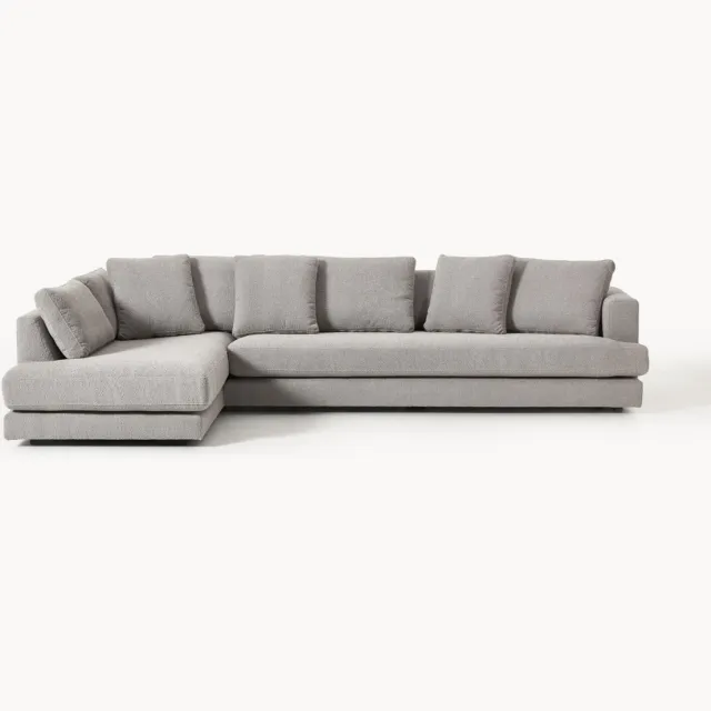 Westwing Collection XL bouclé hoekbank Tribeca grijs