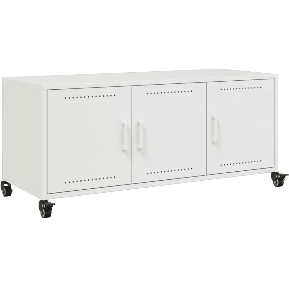 vidaXL Tv-meubel 100,5x39x43,5 cm staal wit