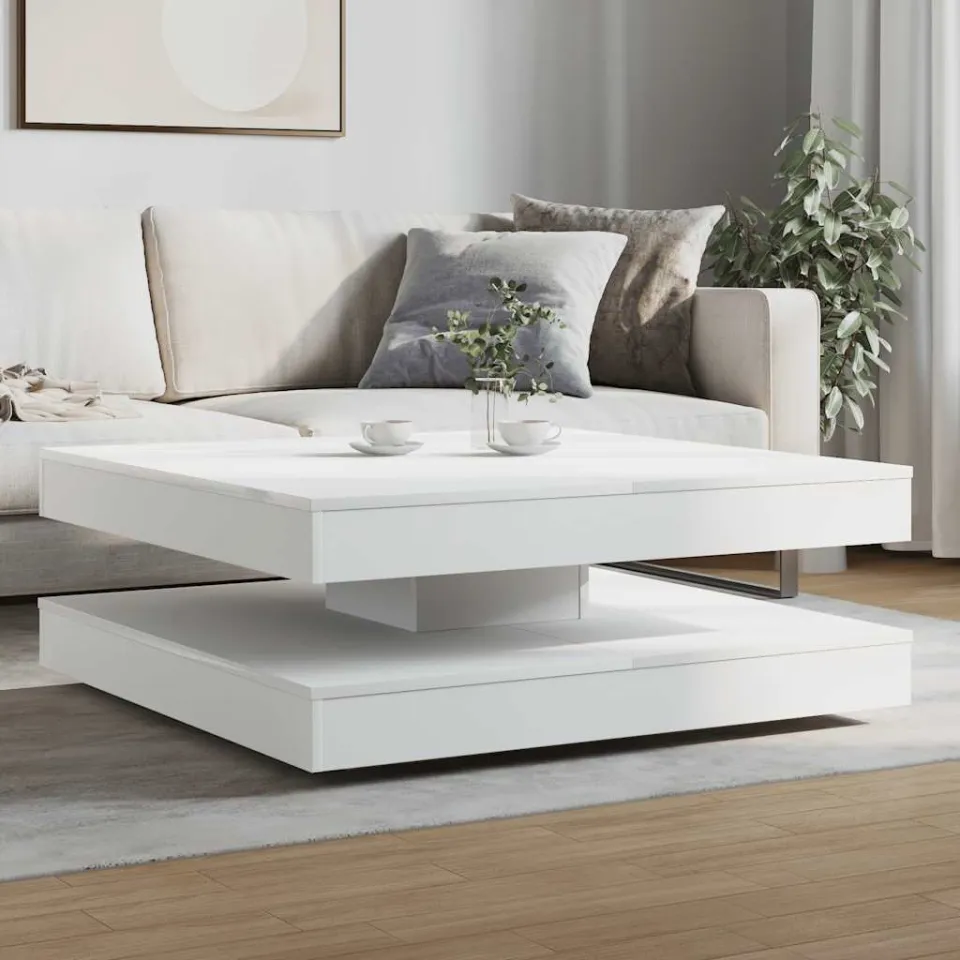 vidaXL Salontafel 360 graden draaibaar 90x90x34,5 cm wit, foto 2