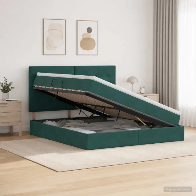 vidaXL Opslag bed met matras Donkergroen 180 x 200 cm Fluweel