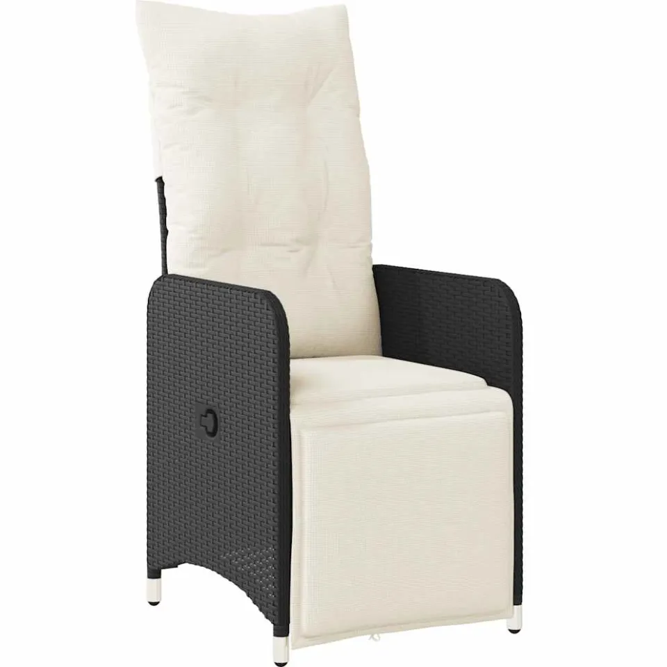 vidaXL 9-delige Bistroset met kussens poly rattan zwart