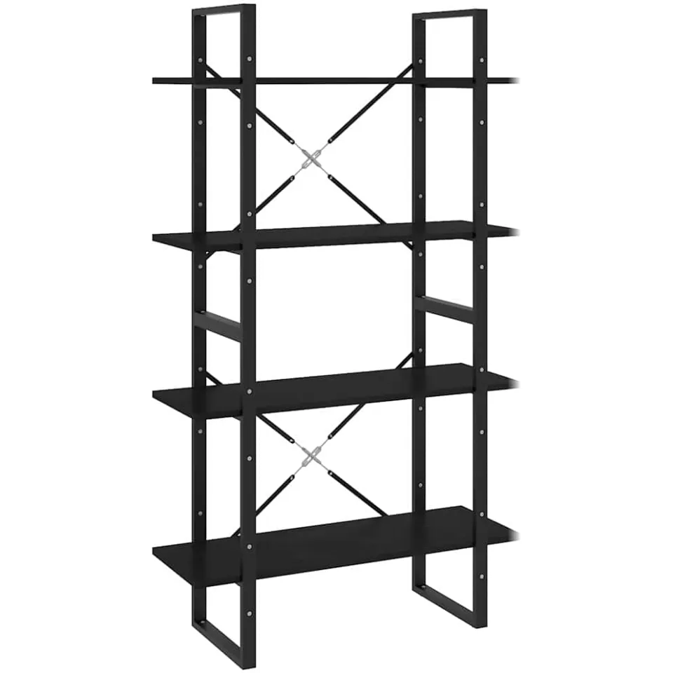 vidaXL Boekenkast met 4 schappen 80x30x140 cm massief grenenhout zwart