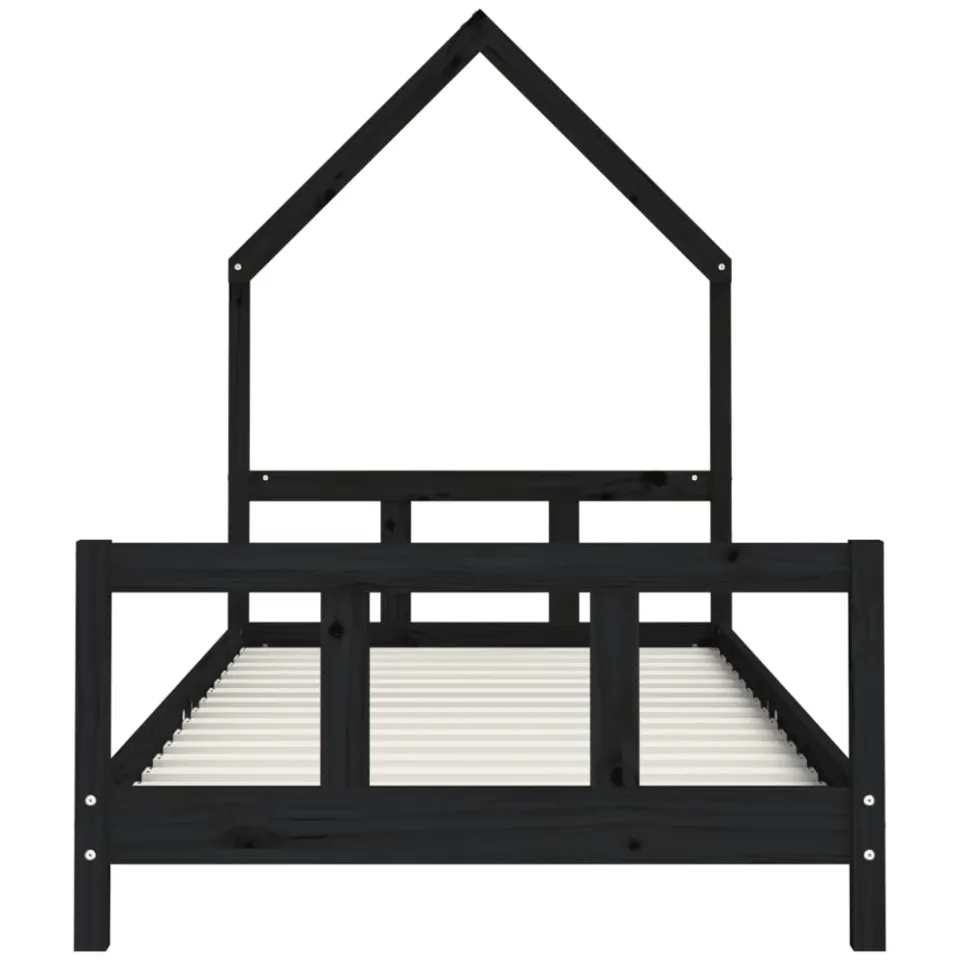 vidaXL Kinderbedframe 90x200 cm massief grenenhout zwart, foto 3