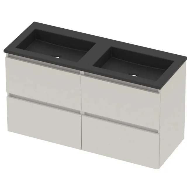 Basic-Line Aura 46 Badmeubelset Acryl 120x46x62 cm A46mzchw2x600 Ice White Mat Zwart