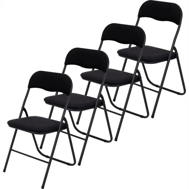 Kynast Klapstoelen Set van 4 VouwstoelenMetaal met Fluweel - Grijze Eettafelstoelen - Opklapbare Stoelen - 45 x 44 x 78 CM - inklap Stoelen - Grijs