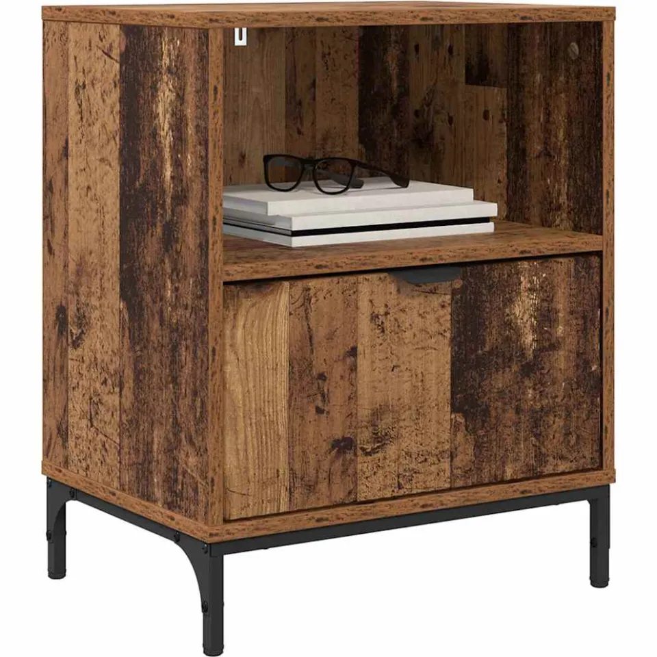 vidaXL Nachtkastje 2 st Oud hout 49 x 36 x 61 cm Bewerkt hout Bruin