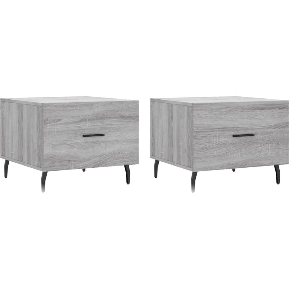 vidaXL Salontafels 2 st 50x50x40 cm bewerkt hout grijs sonoma eiken, foto 3