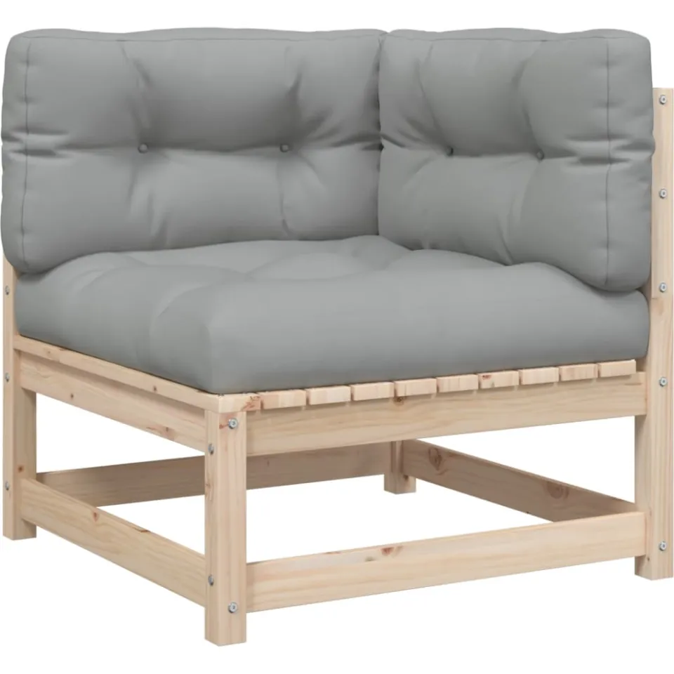 vidaXL 3-delige Loungeset met kussens massief grenenhout bruin, foto 3