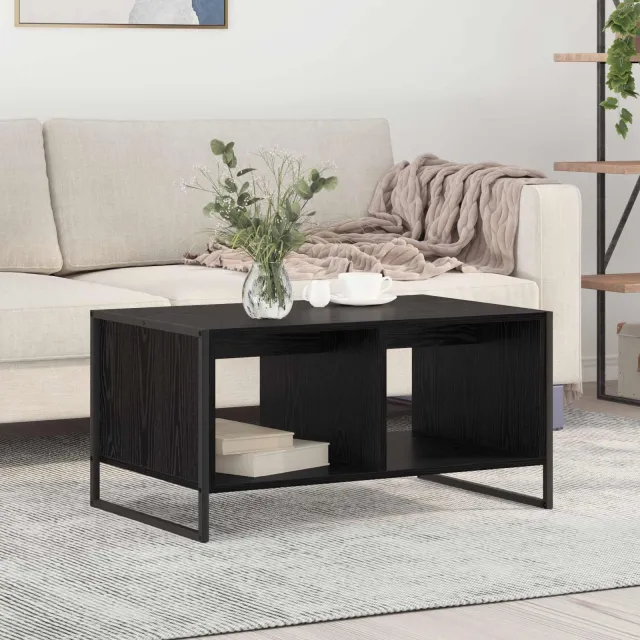 vidaXL Salontafel Zwart Eiken 80 x 50 x 40 cm Bewerkt hout, foto 2