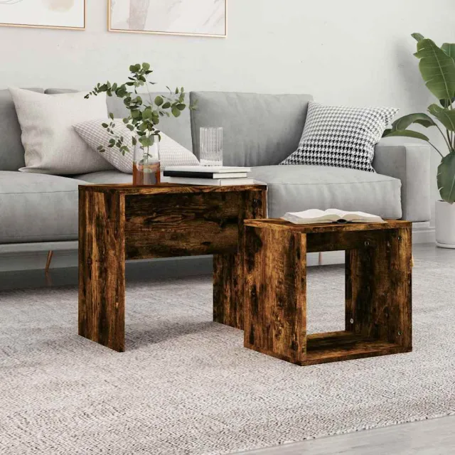 vidaXL 2-delige Tafeltjesset bewerkt hout gerookt eikenkleurig, foto 2