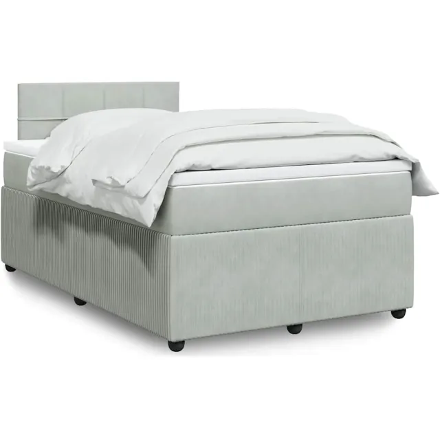 vidaXL Boxspring met matras fluweel lichtgrijs 120x200 cm grijs