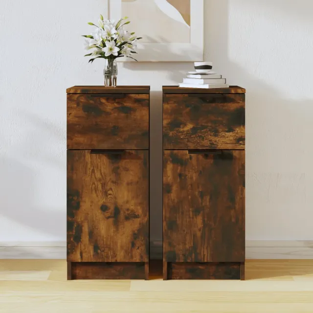 vidaXL Dressoirs 2 st 30x30x70 cm bewerkt hout gerookt eikenkleurig, foto 2