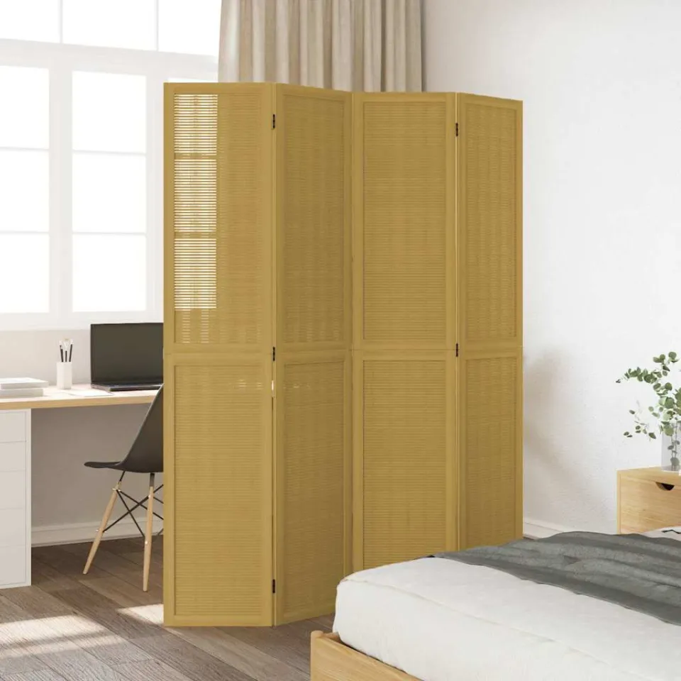 vidaXL Kamerscherm met 4 panelen massief paulowniahout bruin, foto 4